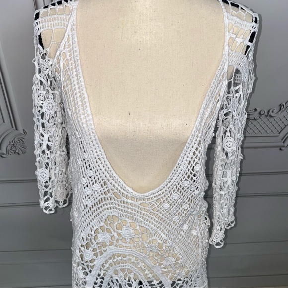 White Knit Open Back Long Bikini Cover | Size M - Picture 5 of 5